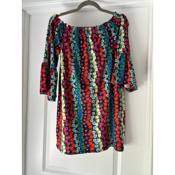 TRINA TURK Off Shoulder Flower Power Bell
Sleeve Mini Dress Size Small NWT - Picture 4 of 7
